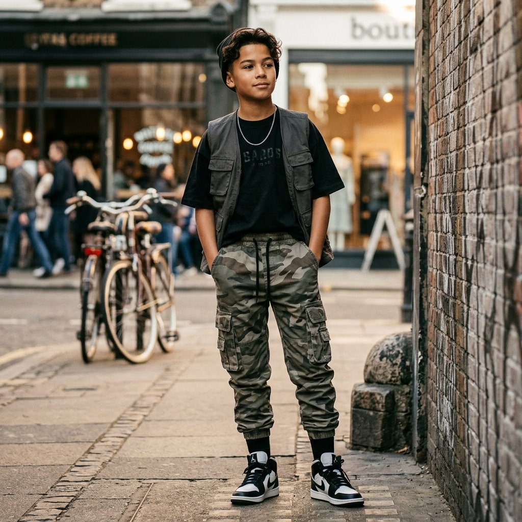 TLAENSON Boys Camouflage Cargo Joggers